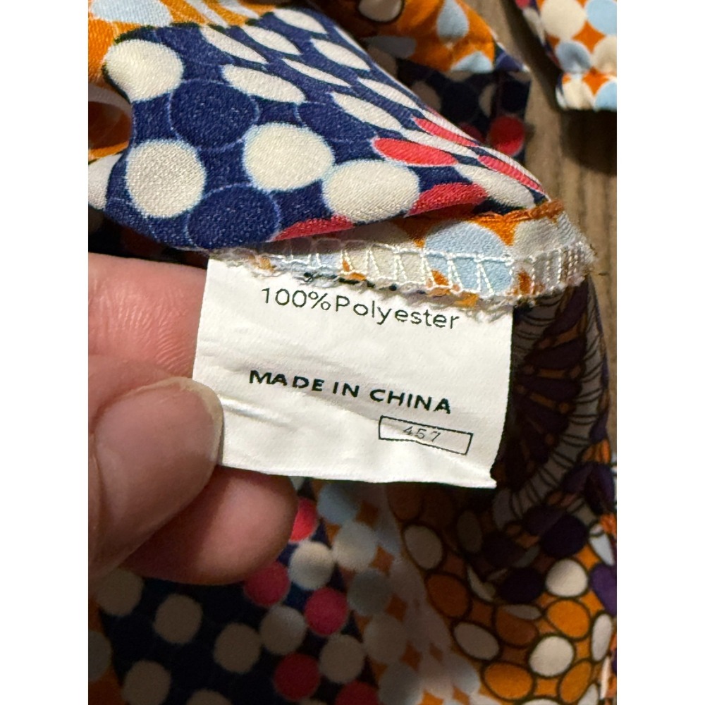 Mad Boutique Shirt Womens XL Orange Purple Black Blue Long Sleeve Button Up - Picture 8 of 10